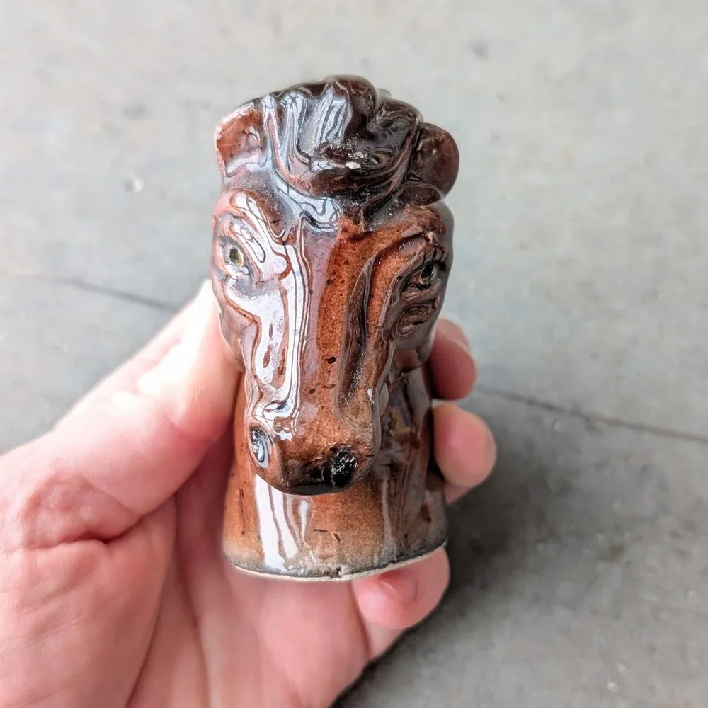 Vintage Made in Japan Brown Ceramic Horse Salt and Pepper Shakers